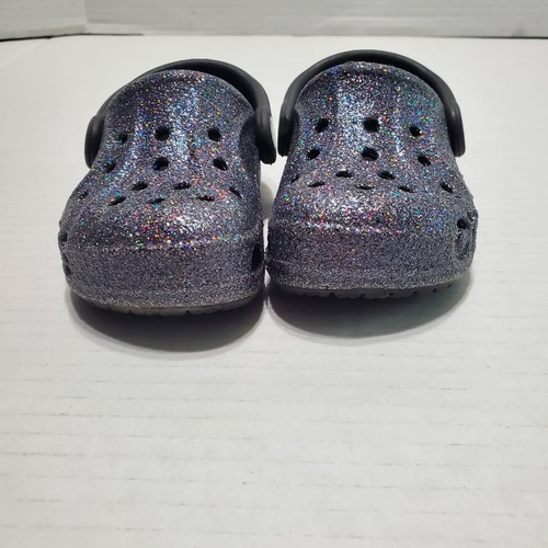 Crocs Classic Glitter Clog Slip-On Girls Size C6 Black - Picture 2 of 5