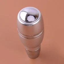 Universal Car Automatic Gear Stick Shifter Handle Shift Knob w/ Button Silver.