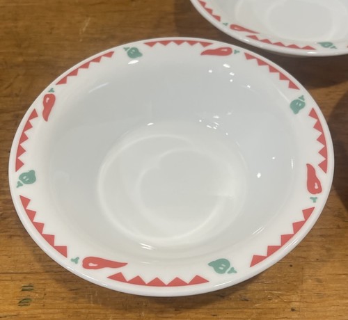 Corelle Fiesta Red Green Pepper Flat Rim Bowls 3 Cereal Fruit Corning Dishes - Bild 2 von 7