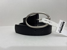 Sonoma Women  s Belt Sz L Faux Leather Versatile Black Belt Etched Edges NWT