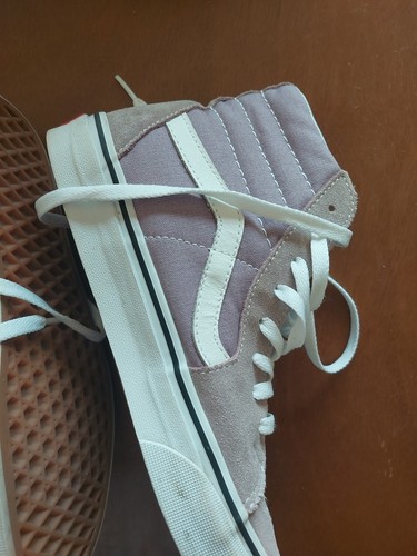 Zapatos de skate Vans Sk8-Hi blancos lavanda para mujer talla 8,5 gamuza lona 721356 - Imagen 17 de 18