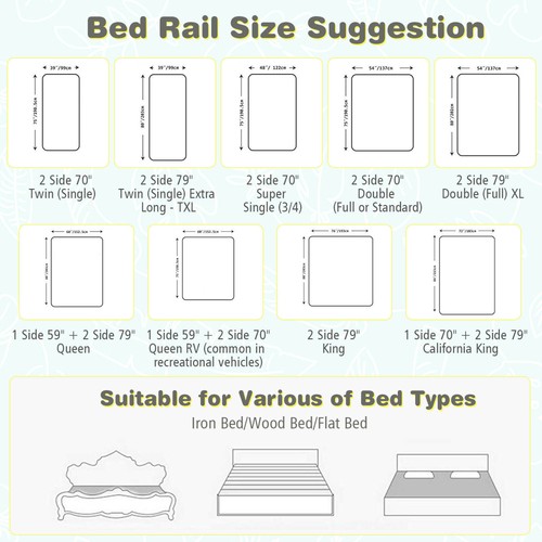 57" Bed Rails for Toddlers Vertical Lifting Baby Bed Rail Guard with Lock Grey - Picture 9 of 10