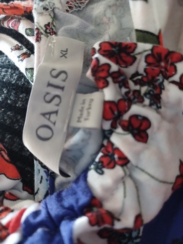 Oasis White Blue Red Floral Jersey Midaxi Holiday Beach Dress Size XL 18? - Picture 4 of 4