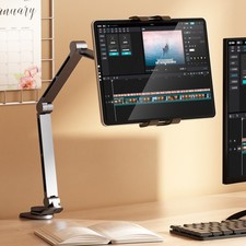Tablet Phone Holder for Bed Desk 360  Rotation Long Arm Mount Fit 4-12.9"Devices