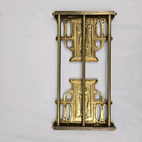 Vintage Brass Countertop Book Shelf Expanding Neoclassic Hypocrites Art Nouveau - Picture 12 of 12