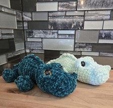 Crochet Crocodile Alligator 10" Long Lot Of 2 Handmade Amigurumi Chenille