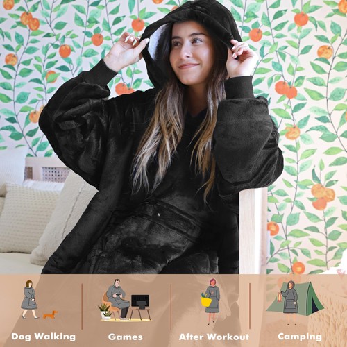 Oversize Hoodie Decke Sweatshirt Bequem Sherpa Riesen Tragbare Decke... - Bild 2 von 7