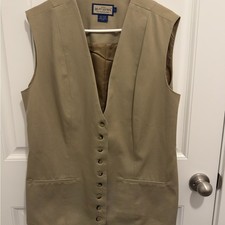 Ruff Hewn Mens Khaki Cotton Twill Button Front Waistcoat Vest Made in USA Large