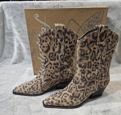 Free People Cat Nap Cowboy Leopard Suede Size 9 Brand new In box