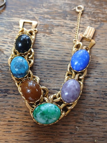Lotto bigiotteria costume vintage metà secolo vetro Pechino + lucite anelli bracciale collana - Foto 10 di 14