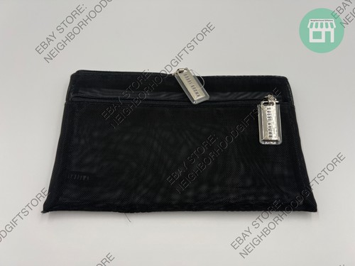 Bobbi BRAUN SCHWARZ Netz Duo Reißverschlüsse 8"x 5" Kosmetik Make-up Tasche NEU AUTHENTISCHES PIC