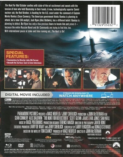 The Hunt for Red October (Steelbook) [Used Very Good Blu-ray] With DVD, Steelb - Image 2 of 3