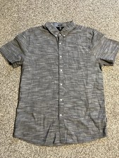 Men's Volcom Gray Button Down Short Sleeve Shirt, Size XL