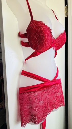 Rosa Spitzenrock Dessous Set Intim groß - Bild 2 von 5