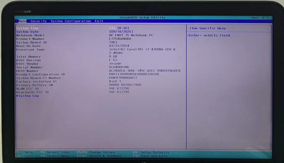 HP Envy 15-J171NR Laptop Intel I7-4700MQ 8GB Ram NO HD/OS (FL) - Image 2 of 4