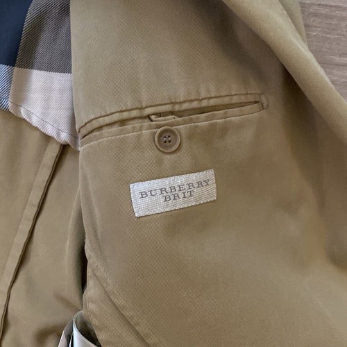 Burberry Brit Wilson Solid Khaki Cotton Blend Sport Coat Jacket Size Large - Picture 19 of 19