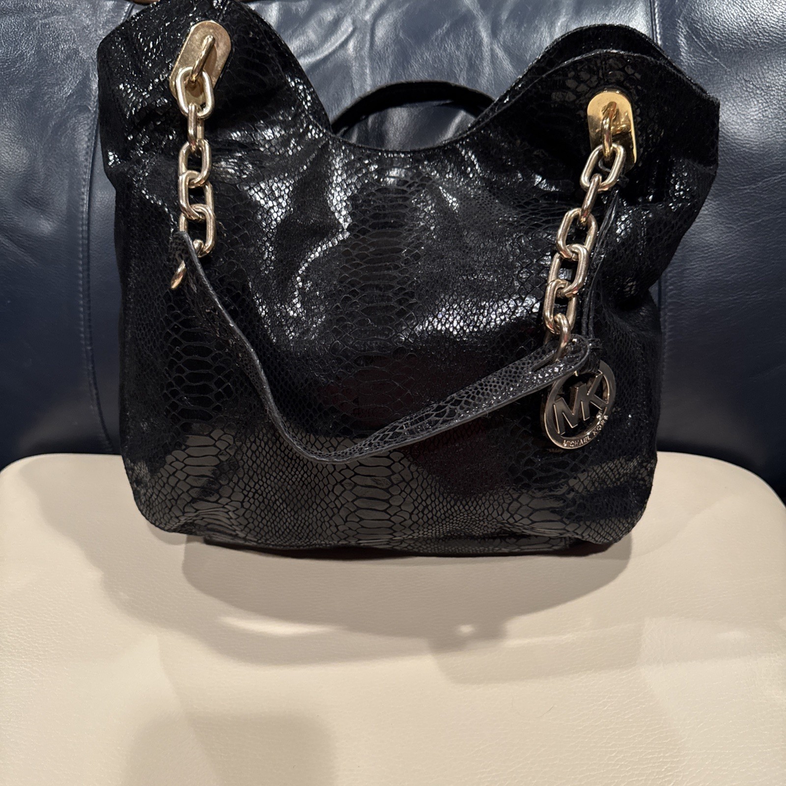 Michael Kors Python Embossed Leather Medium Lilly… - image 4