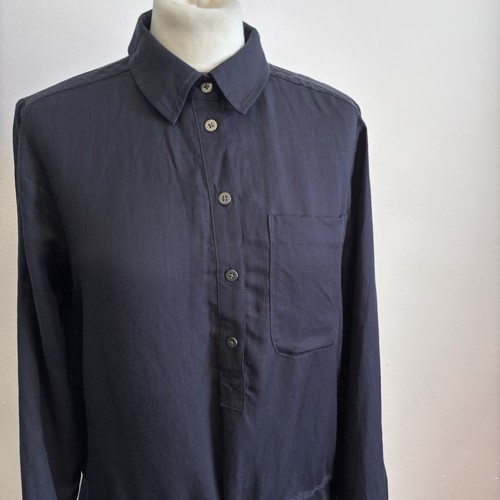Club Monaco Dress UK Size 8 Navy Blue Pockets Minimal Linen Content - Picture 3 of 10