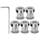 5pcs 2GT Timing Pulley 20T 6.35mm Bore 16mm Dia.10mm Belt W Spanner, Silver Tone