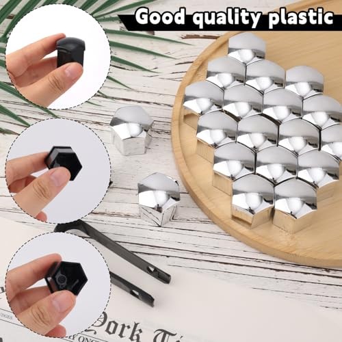 20pcs 21mm Hexagonal Nut Covers, Car Wheel Lug Nut Covers with Removal Black - Bild 5 von 8