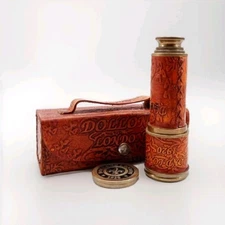 Antique Style Brass Leather Telescope Pirate Vintage Nautical Spyglass Scope