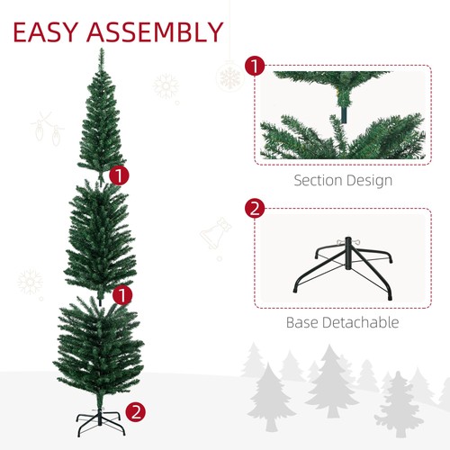 HOMCOM Albero di Natale a Matita 7' con Luci LED Colorate e Base in Acciaio - Foto 7 di 11