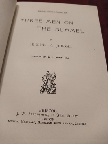 THREE MEN ON THE BUMMEL BY JEROME K. JEROME 1ST EDN 1900..HBACK MAROON CLOTH VG+ - Picture 3 of 24