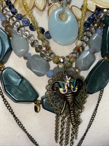 BOHO Junk Jewelry Necklace Lot Vintage & Modern Wear, Repair, Craft, Harvest - Picture 3 of 5