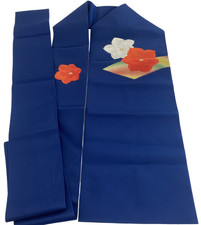 Japanese Vintage Kimono Nagoya Obi Silk Navy Traditional Authentic 136 x 11 in