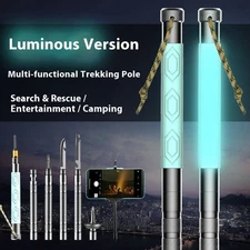 142CM luminous Tactical Trekking Pole, Folding with Compass Whistle Knife HooK