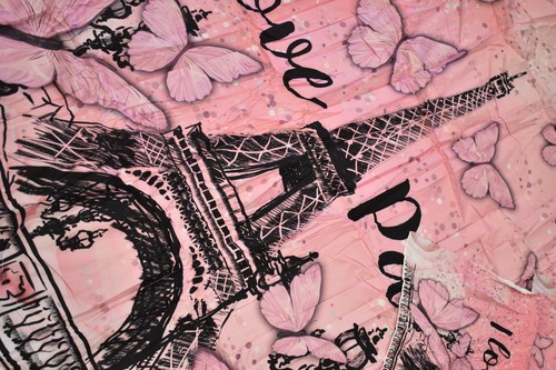 Edredón I Love Paris tamaño completo/queen con 2 fundas de almohada ropa de cama rosa/negro - Imagen 2 de 5