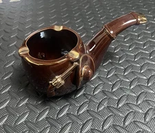 Vintage Pipe Shaped Cigar Ashtray w/ Revolver & Cowboy Hat Western Mug Thing