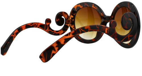 SUNGLASSES-Retro Oversized Round Tortoiseshell Frame with Scroll Arms - Bild 6 von 11