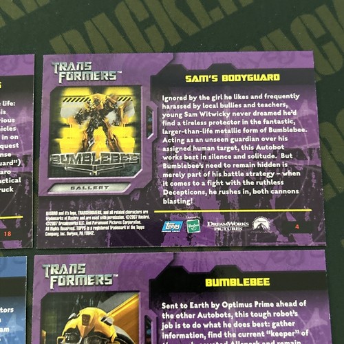 Película Topps Transformers 2007 - 6 cartas - Bumblebee - Autobots - Imagen 10 de 14