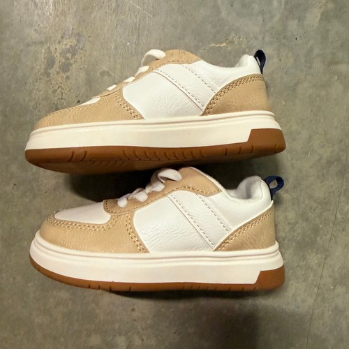 Old Navy Sneakers Toddler Size 6 White Beige Faux Leather Casual Shoes - Picture 2 of 7
