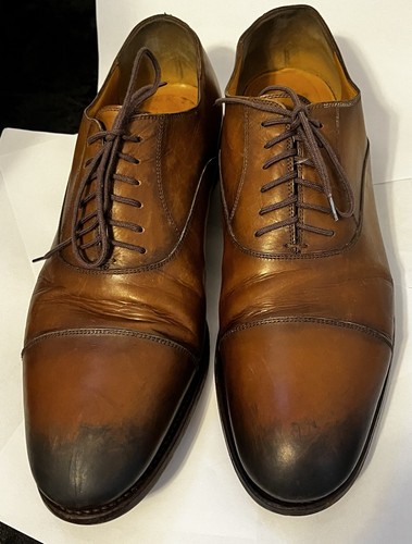 GUCCI Italia 282754 Cuero Marrón Nogal Puntera Oxfords Hombres Talla 10.5M -- ¡BONITO! - Imagen 4 de 12