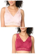 Rhonda Shear Women's 2pk Classic Pin-Up Bra Pink/Burgundy