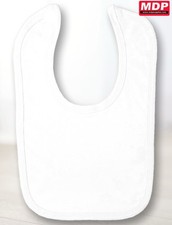 Baby Bib Plain White with Easy Fastening 100% Cotton One Size (Pack Of 12)