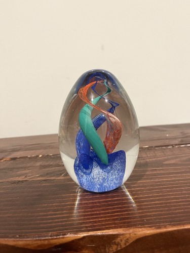 Vintage Retro Art Glass Egg Paperweight Controlled Bubble Drop Droplet - Imagen 5 de 5