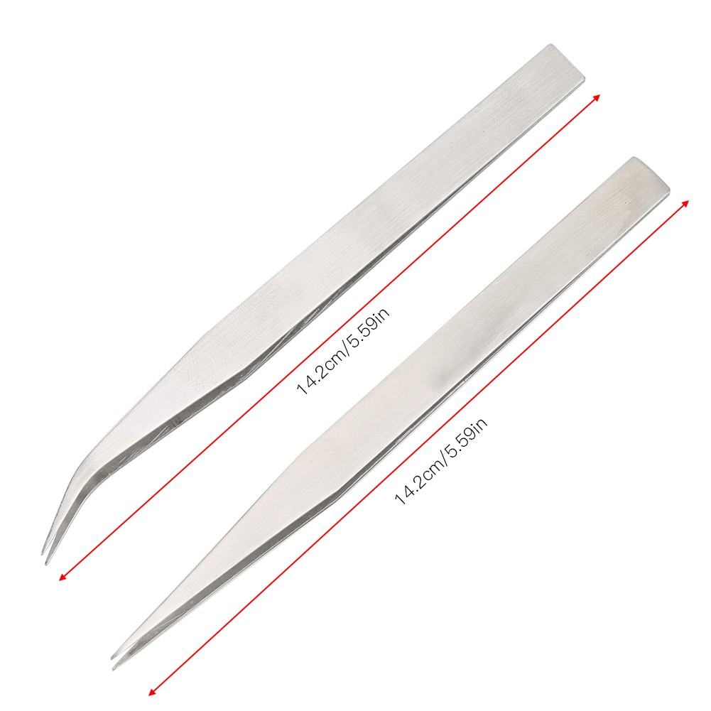 5pcs Stainless Steel Tweezers Straight && Curved Tweezers Hand Repair T KRI✈️