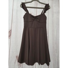 Wild Fable Brown Ruffle Lace Up Back Mini Skater Dress S NWT Moisture Wicking