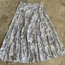 Soft Surroundings Long Maxi Skirt White Black Floral Design Size L Size Zip