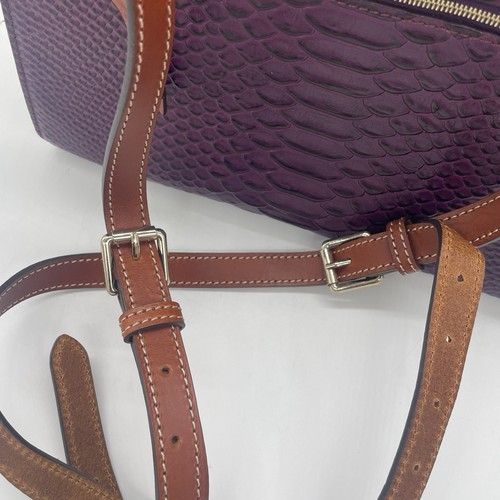 Dooney & Bourke Claire Caldwell Python Emb PLUM WINE Leather Satchel Bag Purse - Picture 18 of 18