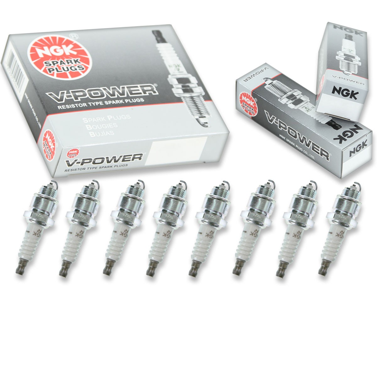8 pcs NGK V-Power Spark Plugs for 1968 Chevrolet K20 Pickup 5.0L V8 - Engine ie