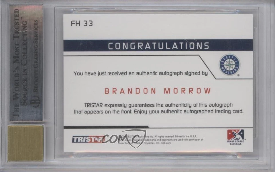 2006 TRISTAR Prospects Plus Farm Hands Auto Brandon Morrow #FH33 BGS 8.5 Auto - Image 2 of 2