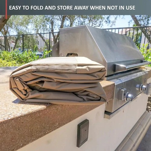 Island BBQ Outdoor Grill Cover 100"L x 44"D x 48"H Taupe - Picture 5 of 7