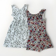 Girls Size 5 Bundle Heart  Arrow White Daisy Dress And Forever Me Floral Romper