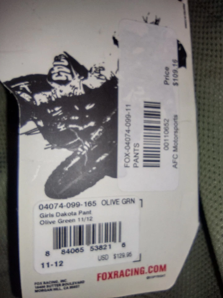 Pantalones de motocross Fox Racing Dakota talla 11/12 para mujer Foto 2 de 3