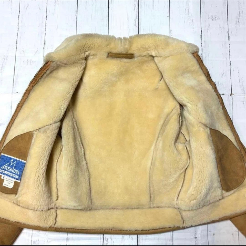 Jaqueta de Couro NAPA CALIFORNIA Matterhorn Shearling Camelo Anos 70 Vintage - Imagem 4 de 4