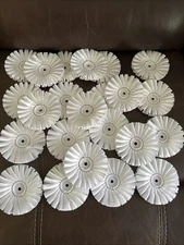 (23) White Rosette Ribbon Crafts DIY Place Parties Birthday Pins